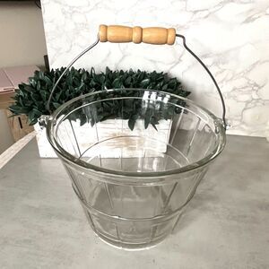 Incredible vintage Anchor Hocking Glass bucket Apple bushel basket ice bucket